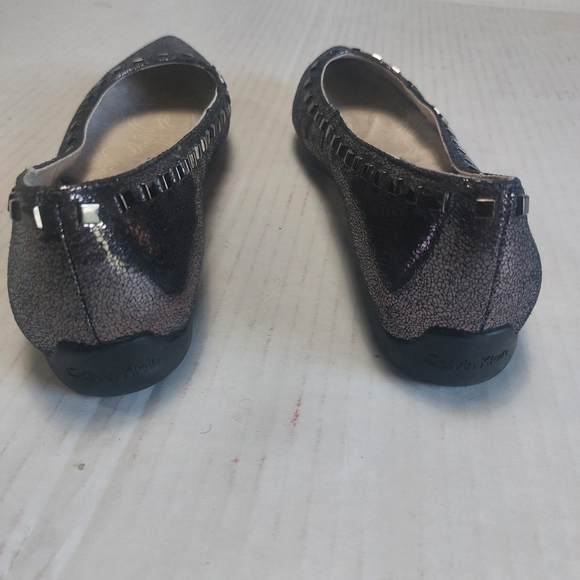 Calvin Klein Blossom Metallic Black Silver Slip-on Flats Size 8.5M - Picture 7 of 13